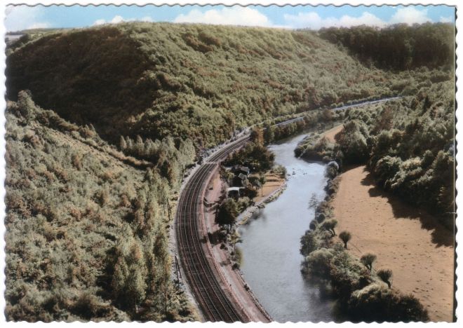 107 : COMBLAIN-LA-TOUR – Carte postale : L’Ourthe, au lieu dit « le Tourniquet ».